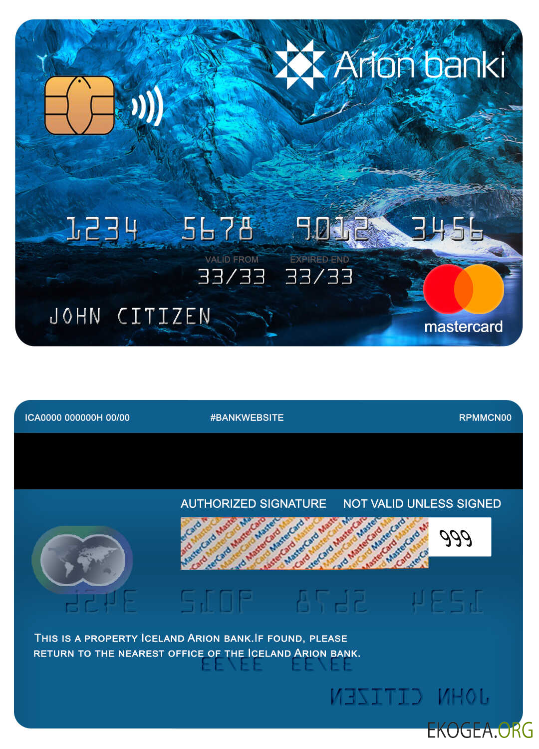 Mastercard de la banque Islande Arion